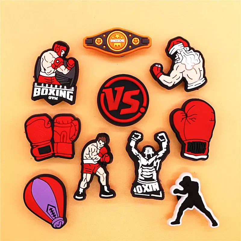 Color: Orange, Ships From: CHINA - 1Pcs Boxing Champion Style Sandals Shoe Charms Accessories PVC MMA VS One Clogs Pins Badges Shoe Clips Buckle Fit Kids