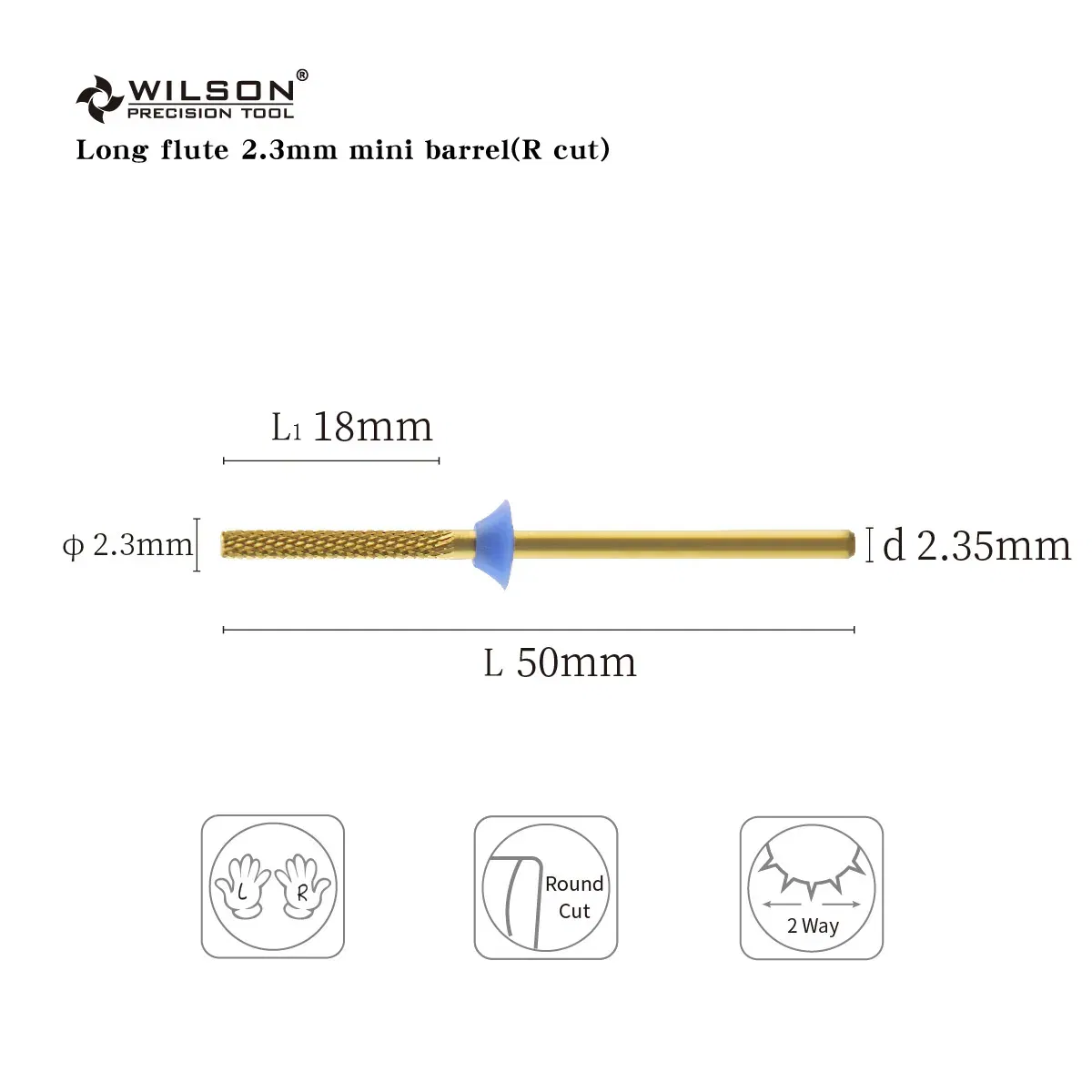 Color: Light Grey, Ships From: CHINA - WILSON Long Flute 2.3mm Mini Barrel - R Rut -Tools Nails Cutters for manicure Drill Bits nails accessories remove hard gel