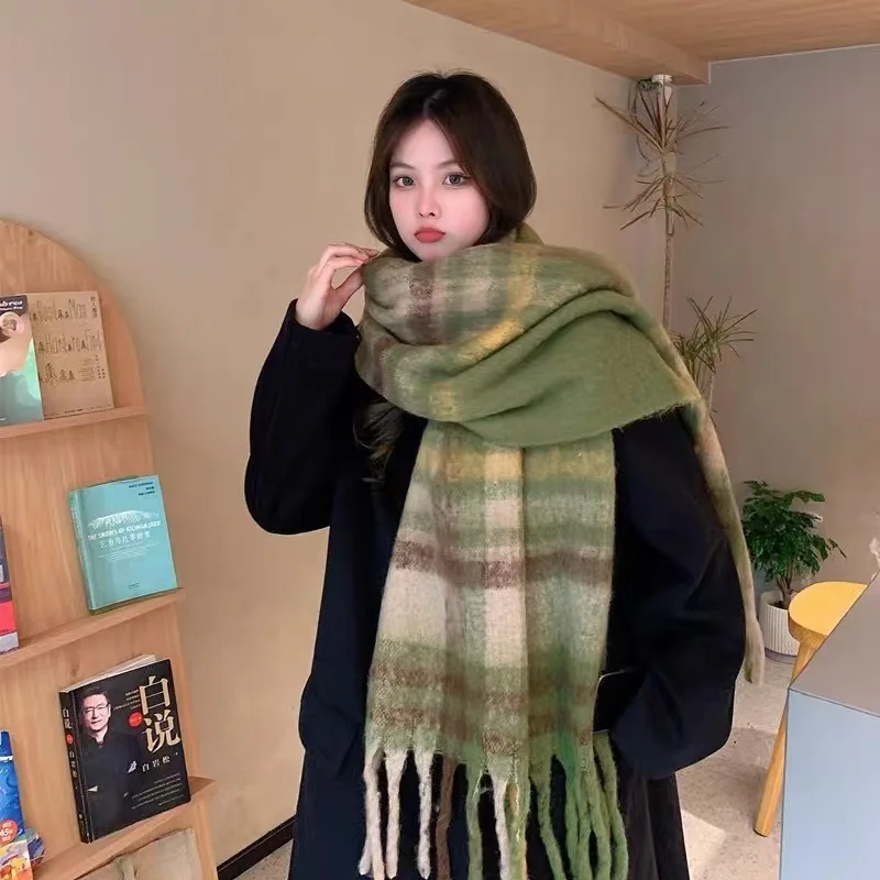 Color: Gold, Size: XXS - 2025 Hot  Luxury Winter Thick Warm Scarf Women Cashmere Shawl and Wraps Pashmina Neckerchief Bufanda Female Long Tessel Echarpe