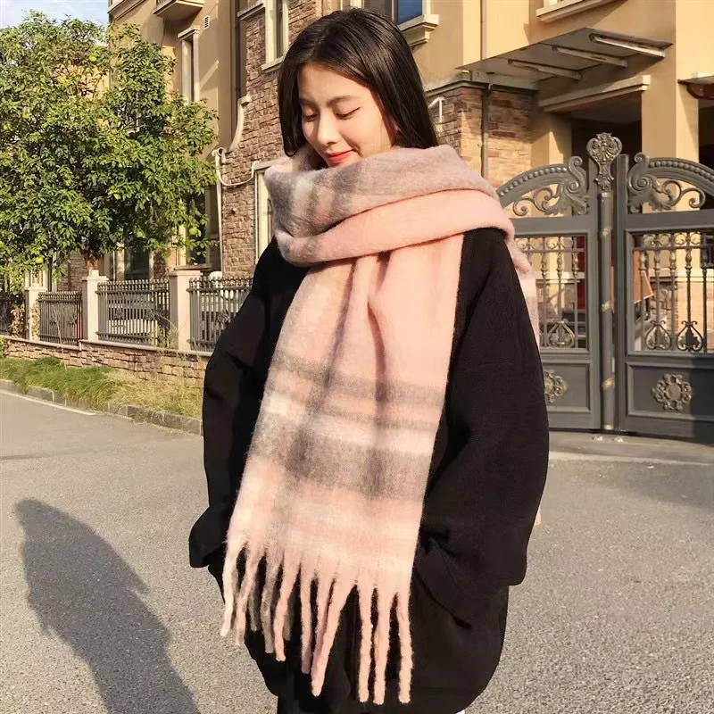 Color: Gold, Size: XXS - 2025 Hot  Luxury Winter Thick Warm Scarf Women Cashmere Shawl and Wraps Pashmina Neckerchief Bufanda Female Long Tessel Echarpe