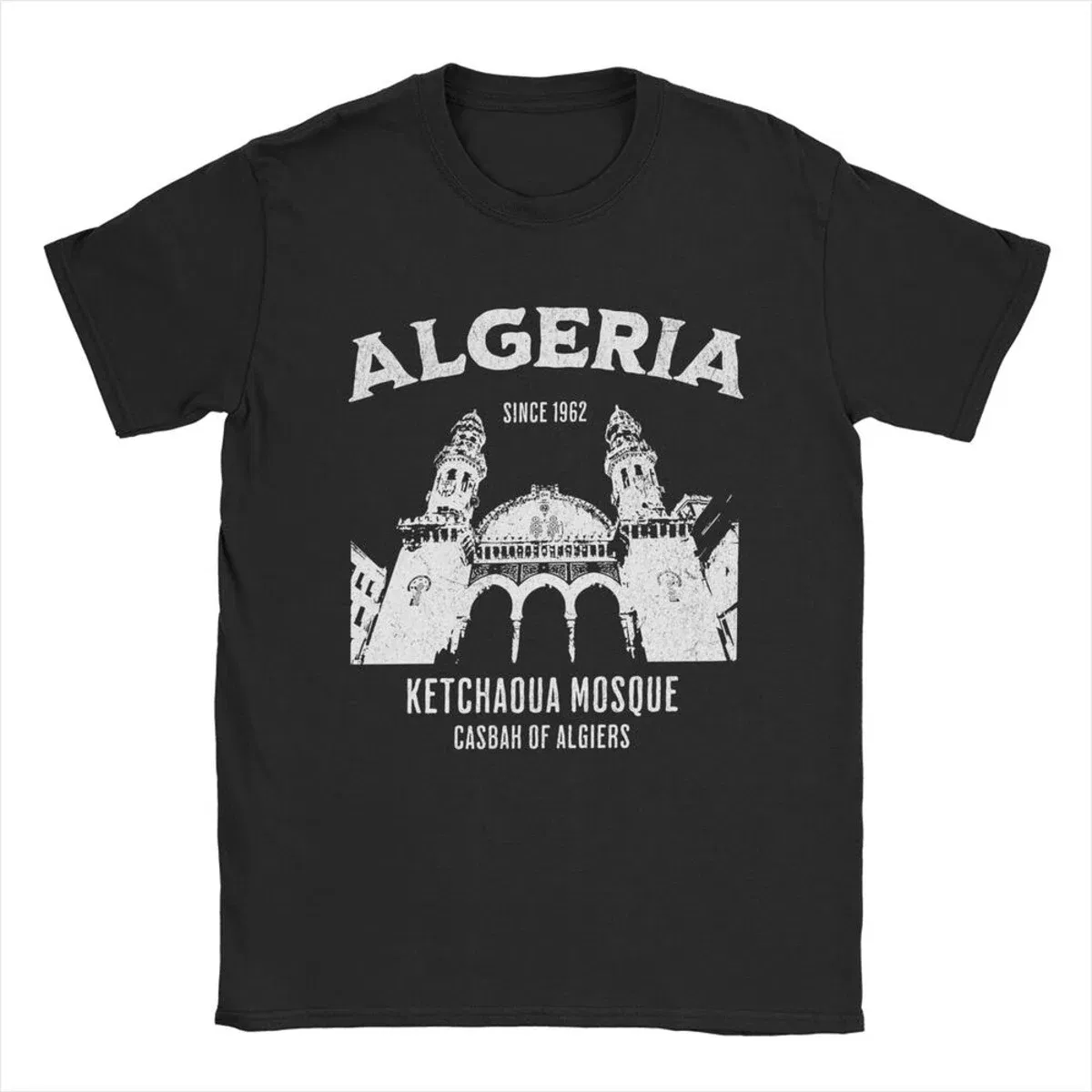 Color: Clear, Size: M - Men Algeria DZ City Algerian T Shirts Africa Arab Pure Cotton Clothes Hipster Short Sleeve Crewneck Tees Gift Idea T-Shirt