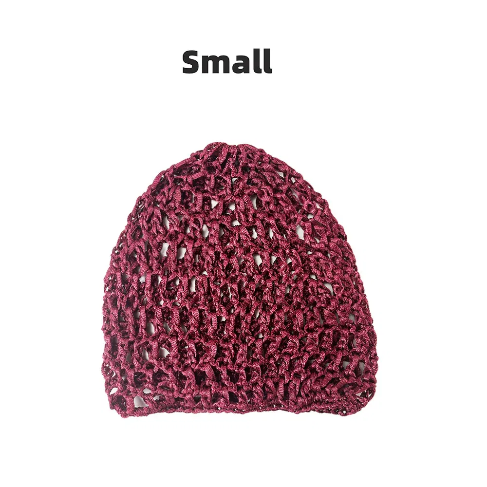 Color: black - Womens Mesh Hair Net Crochet Cap Stylish Bar Hair Net Hand-crocheted Silk Mesh Hair Accessories Hats Turban Night Cover  Beanie