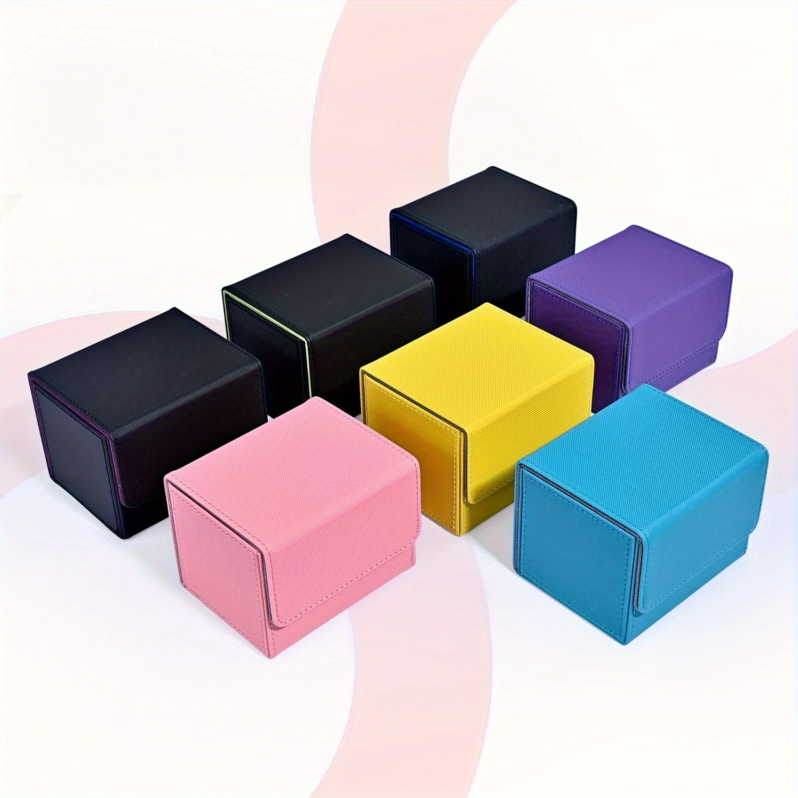 Color: PURPLE - Card Deck Box , Card Storage Box Fits 100 single  Sleeved Cards, PU Leather Strong Magnet Card Deck Case for TCG Cards