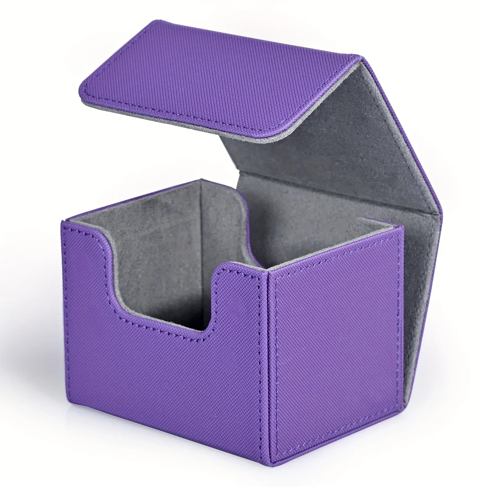 Color: PURPLE - Card Deck Box , Card Storage Box Fits 100 single  Sleeved Cards, PU Leather Strong Magnet Card Deck Case for TCG Cards