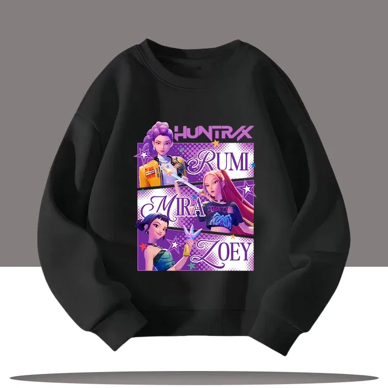 Color: Silver, Kid Size: 10 - K-pop Demon Hunters New Children's Round-neck Sports Shirt with Cartoon Print - 3-12 Years Old Cute Girl Casual Top