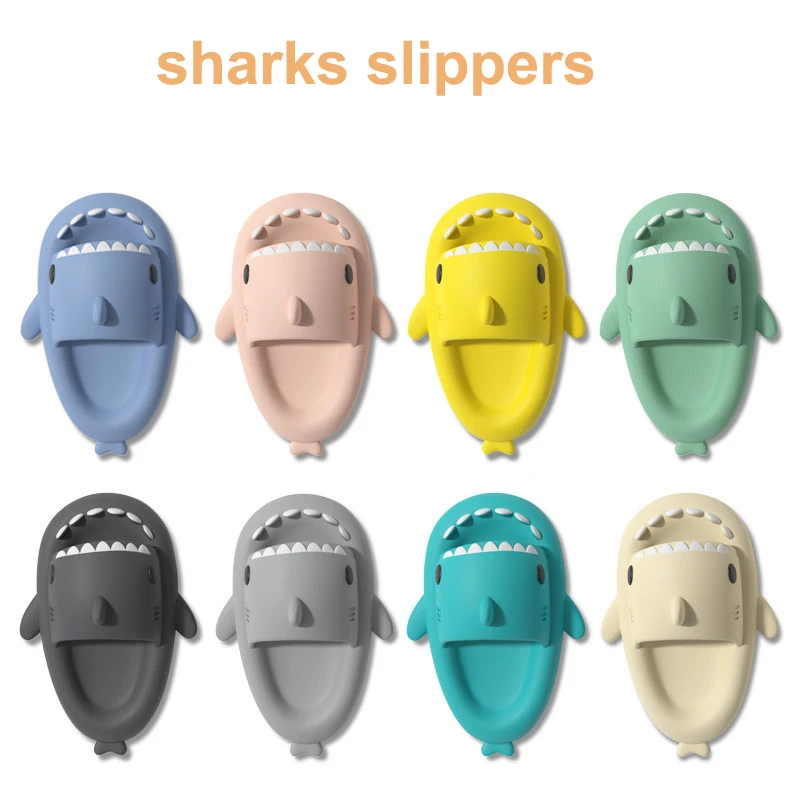 Color: Beige, Shoe Size: 36 - Shark Slides Women Slippers Men Flip Flops Home Couple Kids Bathroom Flat Shoes Outdoor Beach Funny Sandals Men Slippers