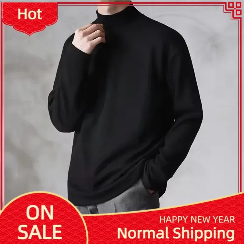 Color: green, Size: XL - Yasuk Spring Autumn Winter Solid Casual Plush Turtleneck Men's Loose Bottom Double Faced Velvet Sweater Simple Warm BigSize