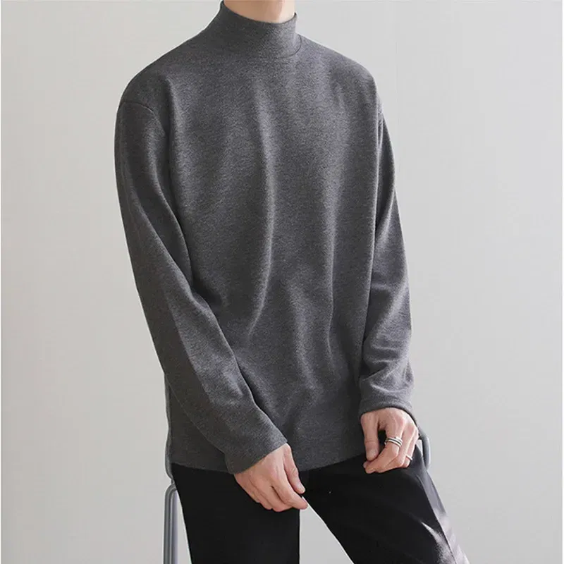 Color: green, Size: XL - Yasuk Spring Autumn Winter Solid Casual Plush Turtleneck Men's Loose Bottom Double Faced Velvet Sweater Simple Warm BigSize