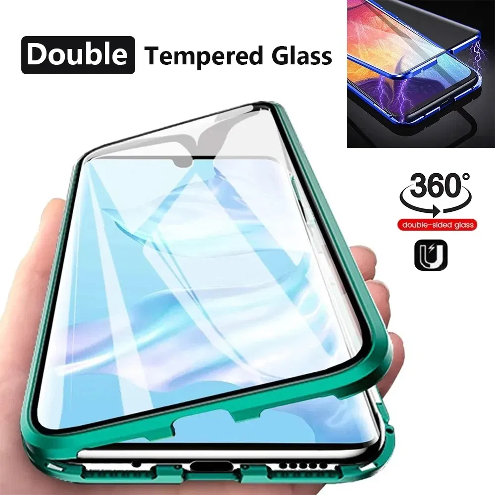 Color: green, Bundle: Case & Screen Protector, Material: Microfiber - 360 Full Protection Metal Magnetic Case For Honor X9b X6 X8A 5G X9 4G X9A 5G Double-Sided Glass Transparent Cover Cases