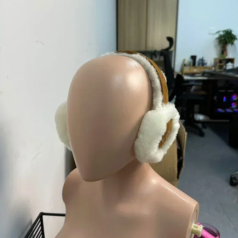 Color: WHITE - 1PC Solid Color Soft Plush Ear Warmer Winter Warm Earmuffs Fashion Ear Cover Outdoor Cold Protection EarMuffs Folding Earflap