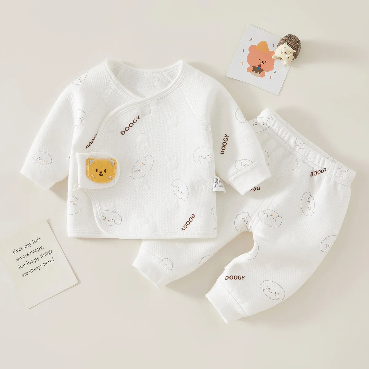 Color: AQUA, Kid Size: 3M - Autumn Winter Thermal Underwear Suit Baby Clothing Sets Boys Girls Pajama Sets Baby Warm Sleepwear Cartoon bear Kids Clothes