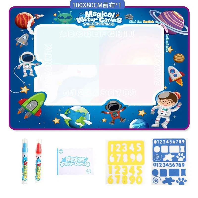 Color: Brown - Magic Water Drawing Mat Coloring Doodle Mat with Reusable Magic Pens Montessori Toys Painting Board Educational Toys for Kids