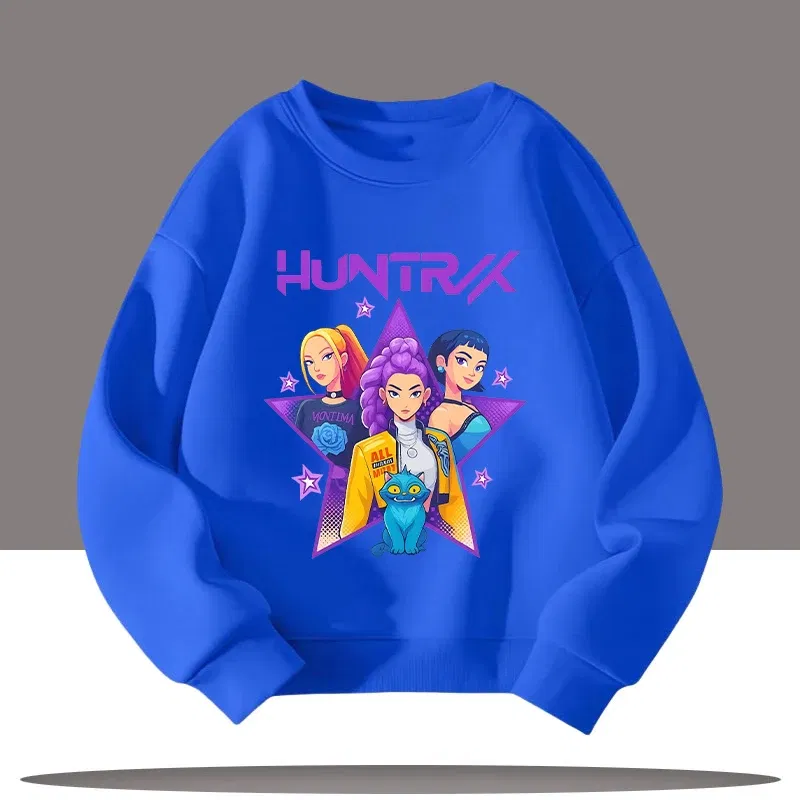 Color: Yellow, Kid Size: 7 - Children's Clothing K-pop Demon Hunters Cartoon Print 3-12 Year Old New Style Kids Round-neck Sport Shirt Cute Girl Casual Top