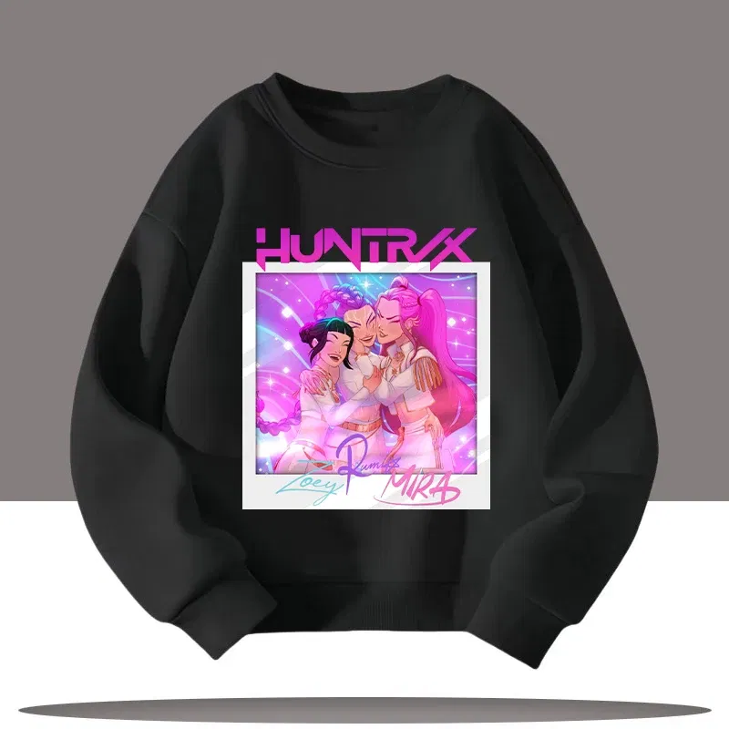 Color: Yellow, Kid Size: 7 - Children's Clothing K-pop Demon Hunters Cartoon Print 3-12 Year Old New Style Kids Round-neck Sport Shirt Cute Girl Casual Top