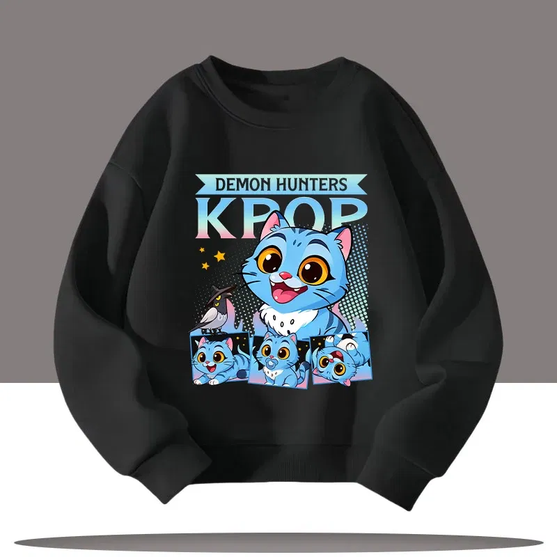 Color: Yellow, Kid Size: 7 - Children's Clothing K-pop Demon Hunters Cartoon Print 3-12 Year Old New Style Kids Round-neck Sport Shirt Cute Girl Casual Top