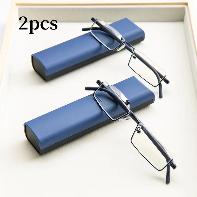 Frame Color: Blue, Eye Prescription: +300 - 2Pcs Suit Anti-blue Light Reading Glasses Ultralight TR90 Sport Presbyopia Eyeglasses Women Men Far Sight Eyewaer With Case +1.2