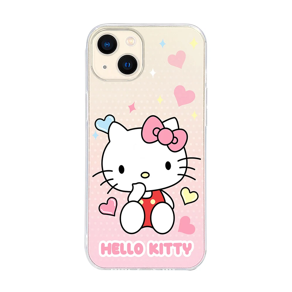 Color: SKY BLUE, Material: Microfiber - Miniso Sanrio Collaboration Hello Kitty Phone Case For iPhone 15 14 13 11 12 16 Pro Max Plus X XR XS Girl Silicone Phone Case