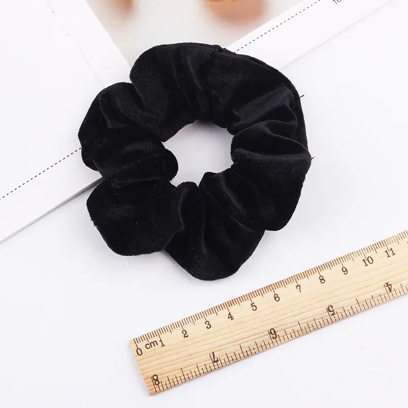 Color: army green - New Fashion gold velvet Women Pure color wild Large intestine Elastic Hair Sports Dance Scrunchie Girls Hair Accessories