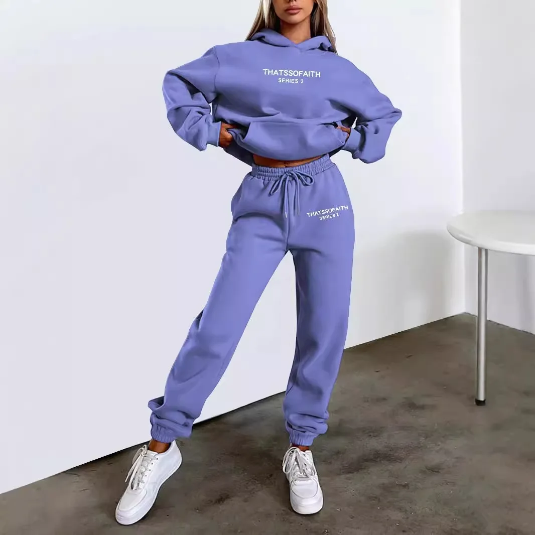 Color: black, Size: S, Ships From: CHINA - 2025 Autumn Winter Women's Sets 2pcs Hoodies Pants Suit Sports Outfits  Letter Print Aesthetic Clothes Ladies Tracksuit