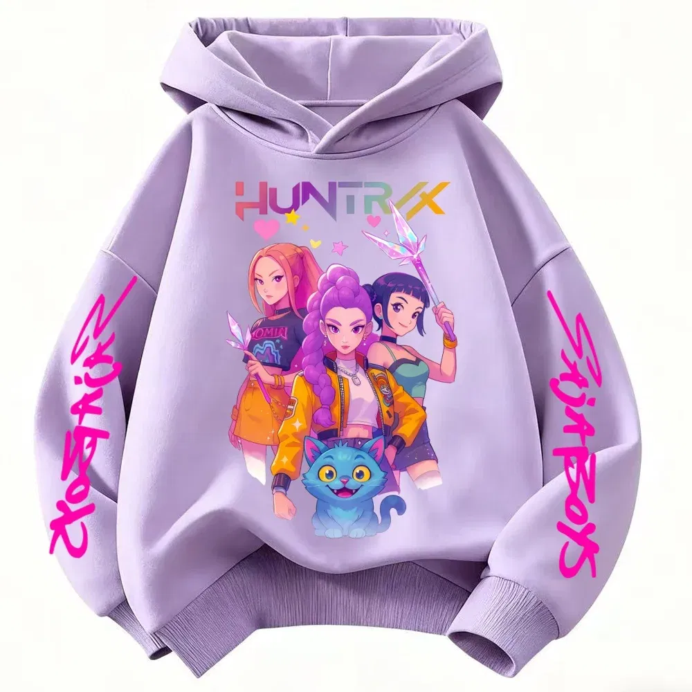 Color: Yellow, Kid Size: 2T - Movie KPop Demon Hunters Rumi Mira Zoey Graphic Hoodie Men's Women Korean Fashion Trend Streetwear Unisex Casual Fleece Pullover