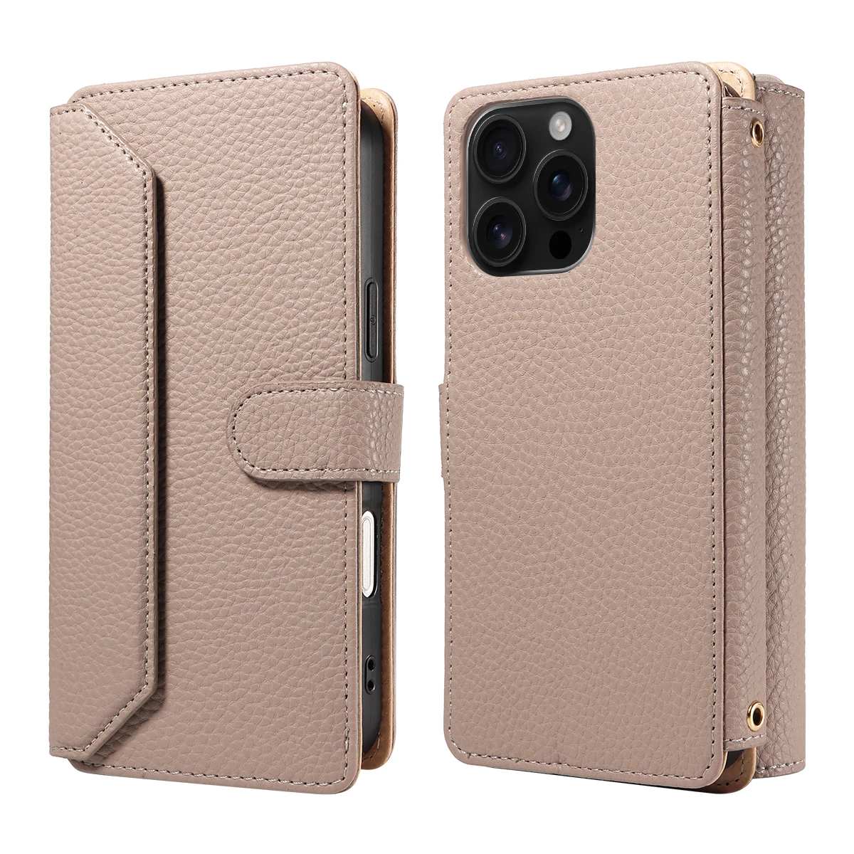 Color: Khaki, Bundle: Case & Strap, Material: Artificial Leather, Compatibility by Model: Galaxy S24 Ultra - Crossbody Leather Phone Case for Samsung Galaxy S25Edge S25Ultra S24FE S24Ultra S23Ultra Multi-Card Slot Anti-Drop Wallet Case