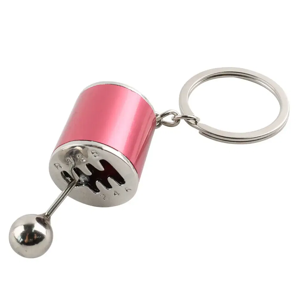 Color Name: Red - Aluminum Shiftable Gear Shift Knob Stick Box 6-Speed Shifter Style Keychain Ring