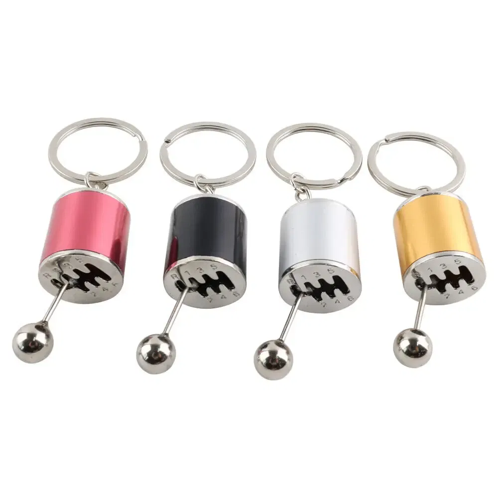 Color Name: Red - Aluminum Shiftable Gear Shift Knob Stick Box 6-Speed Shifter Style Keychain Ring