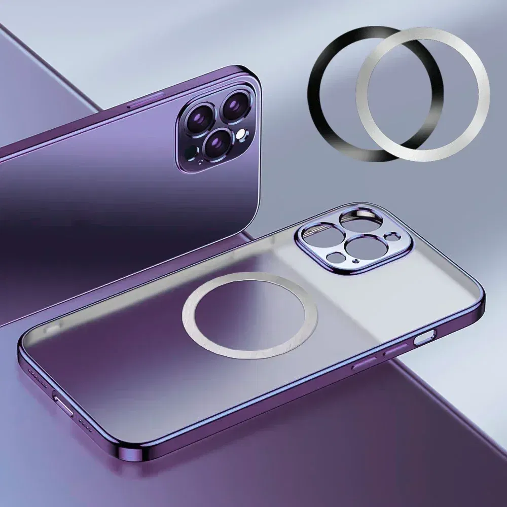 Color: Sky Blue - 2024 Stainless Steel Universal Magnetic Metal Plate Ring For Magsafe Wireless Charger Iron Sheet Sticker Magnet Car Phone Holder