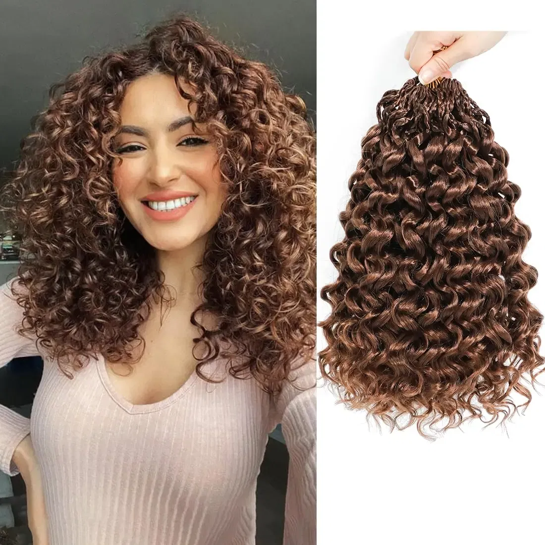 Color: #30, Stretched Length: 18inches, Bulk Buy: 1Pcs/Lot - Box Gogo Curl Crochet Hair for Black Women Pre looped Short Ocean Wave Crochet Hair Water Wave Beach Curl Crochet Braiding Hair