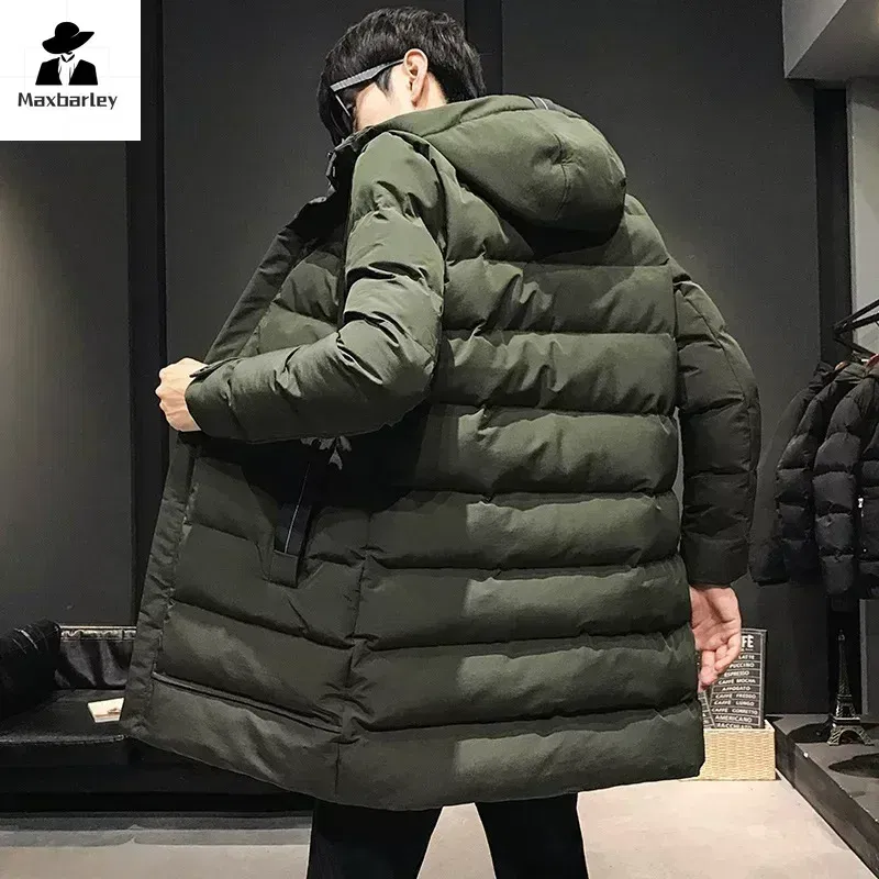 Color: Blue, Size: 4XL - Men Long Down Jackets Winter Coats Chaquetas Hooded Casual Winter Parkas High Quality Male Green Warm Parkas Coats Size 8XL