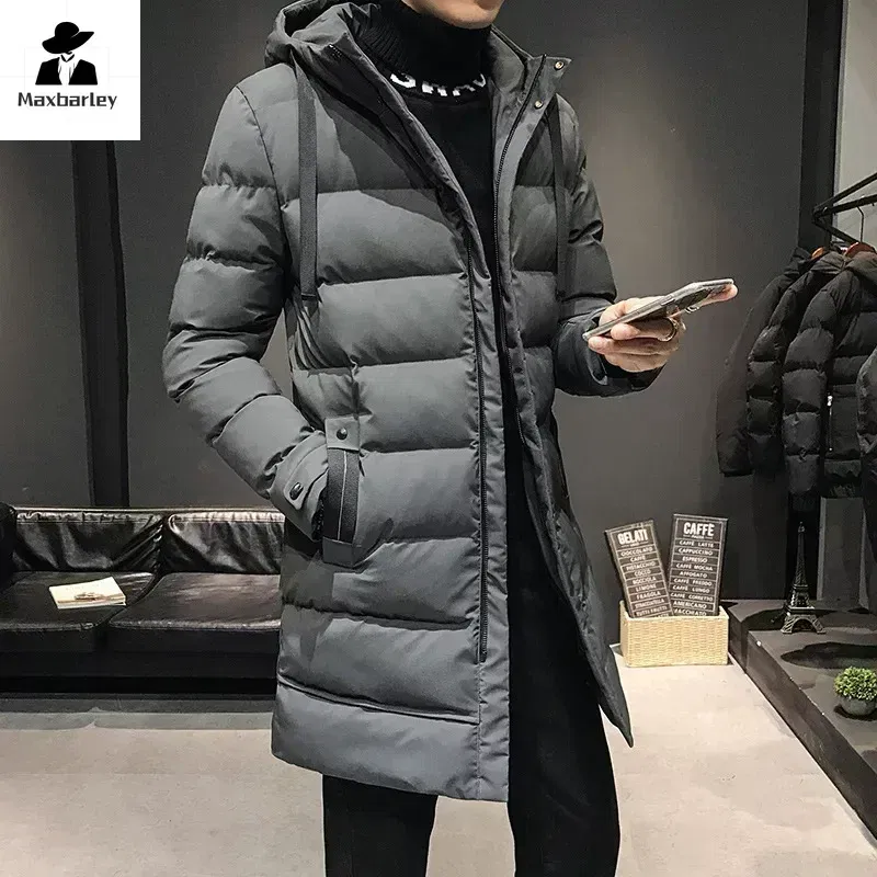 Color: Blue, Size: 4XL - Men Long Down Jackets Winter Coats Chaquetas Hooded Casual Winter Parkas High Quality Male Green Warm Parkas Coats Size 8XL