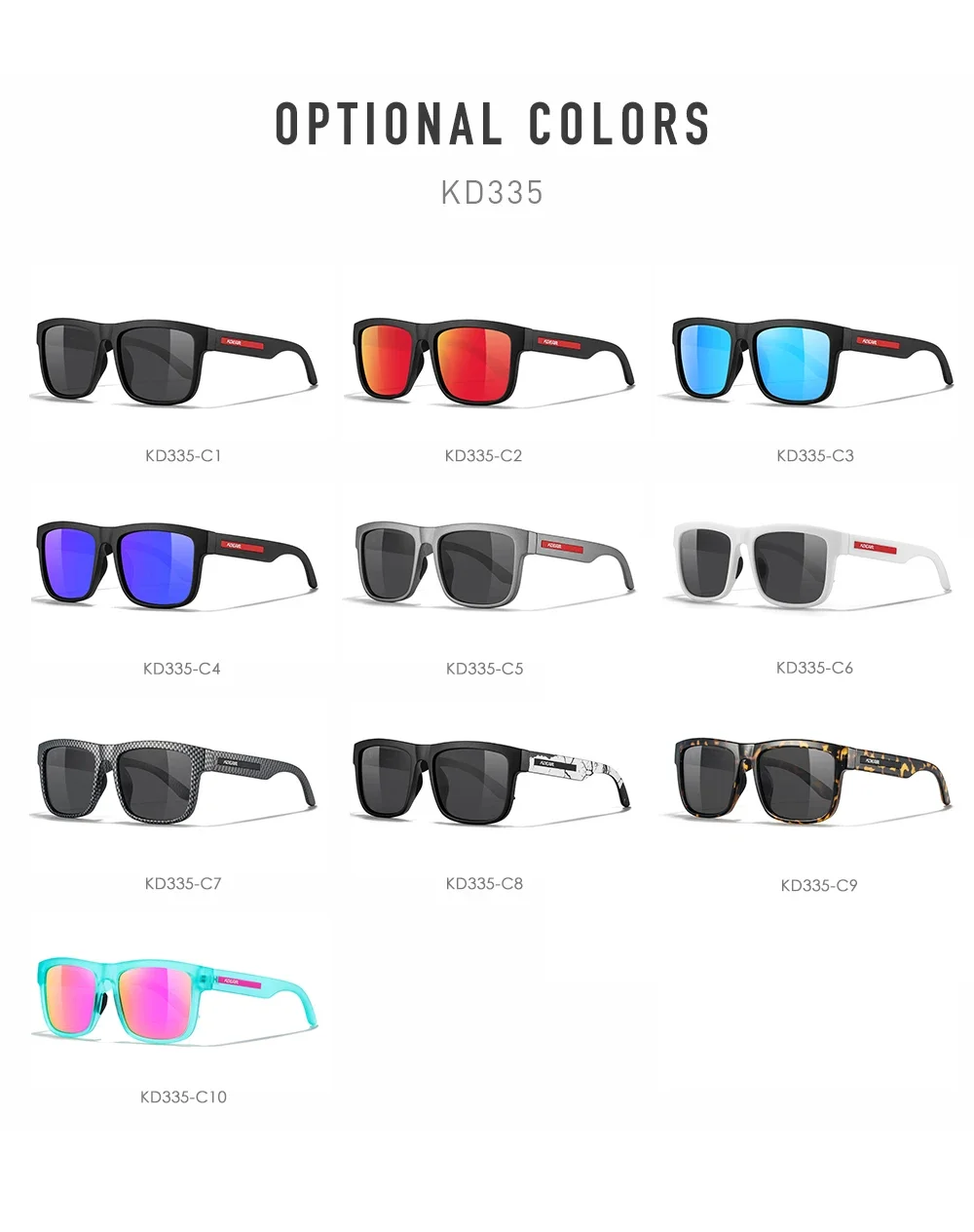 Lenses Color: PURPLE, Frame Color: WHITE - 2024 KDEAM New Polarized Sunglasses For Men UV400 Protection Lens Black Grey Frame Driving  Sun Glasses Fishing Eyewear