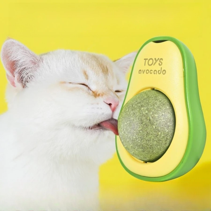 Color: BLUE MIST - Pet Toy Can Be Rotated Fun Self-hey Catnip Cat Toy Avocado Shape Catnip Cat Toys