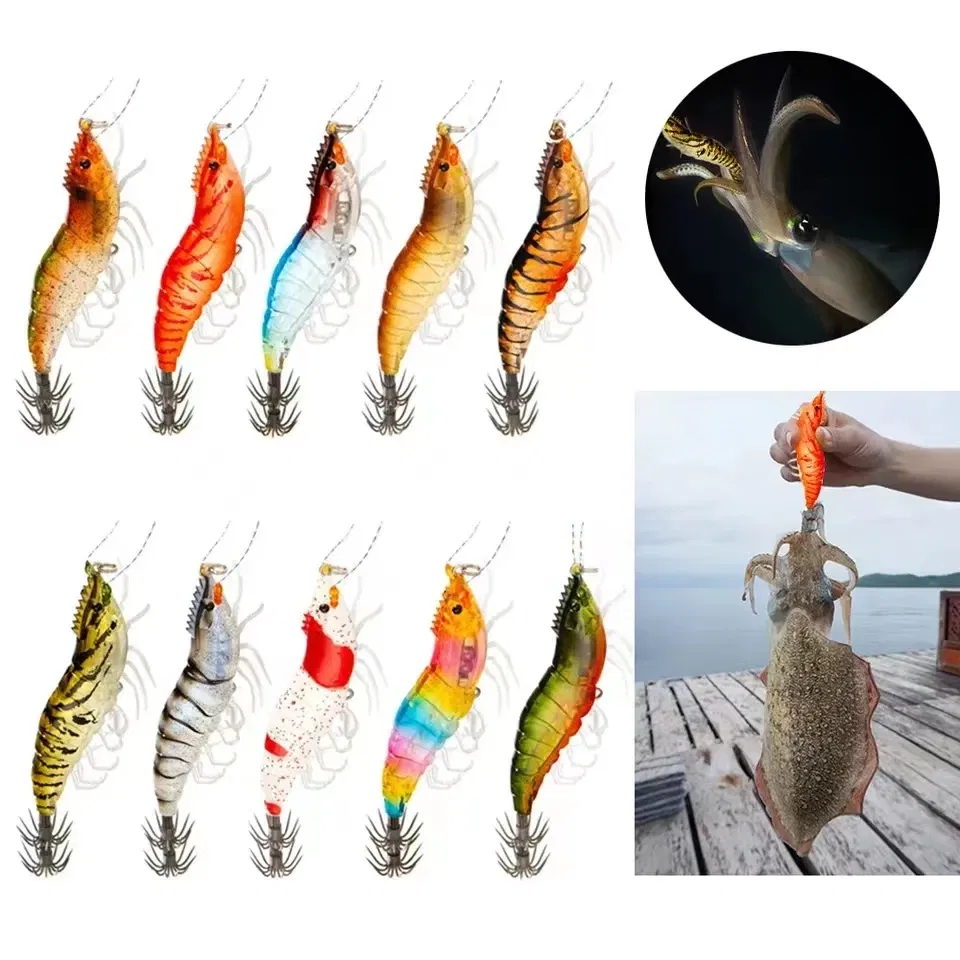 Color: Red, Size: 80mm - ILURE Squid Bait Squid Jigs Horizontal Luminous Webfoot Octopus Egi Lure Wobbler Artificial Hard Bait Cuttlefish Hook Tackle