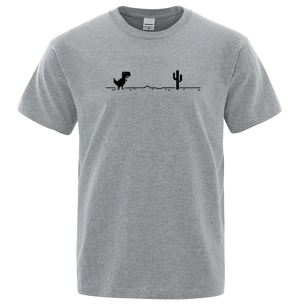 Color: Gold, Size: XL - Mens T-shirts Printed Dinosaur Cactus Funny Tops Summer Cotton T-shirt for Men Casual O-Neck Tee Shirts Streetwear Basic Top