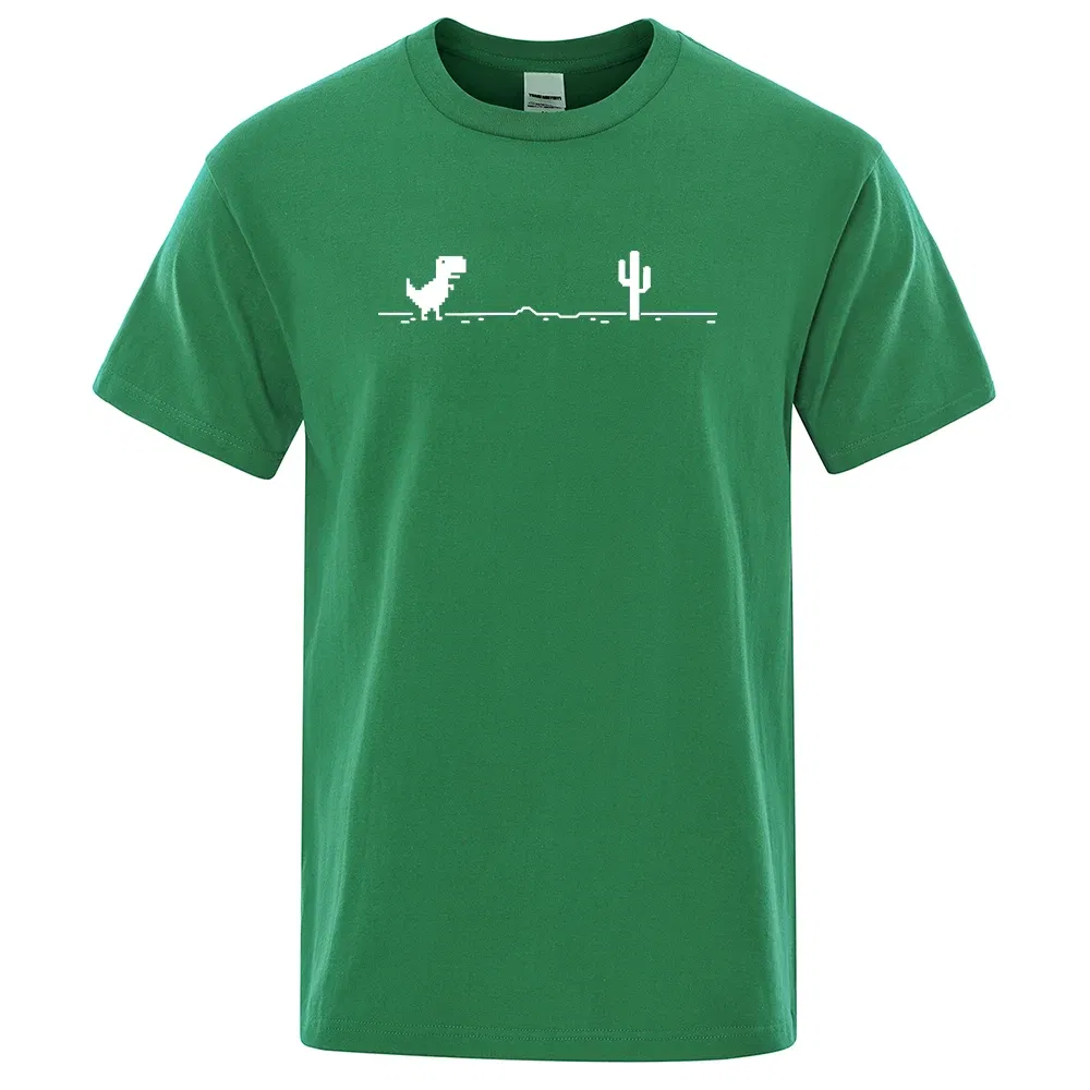 Color: Gold, Size: XL - Mens T-shirts Printed Dinosaur Cactus Funny Tops Summer Cotton T-shirt for Men Casual O-Neck Tee Shirts Streetwear Basic Top