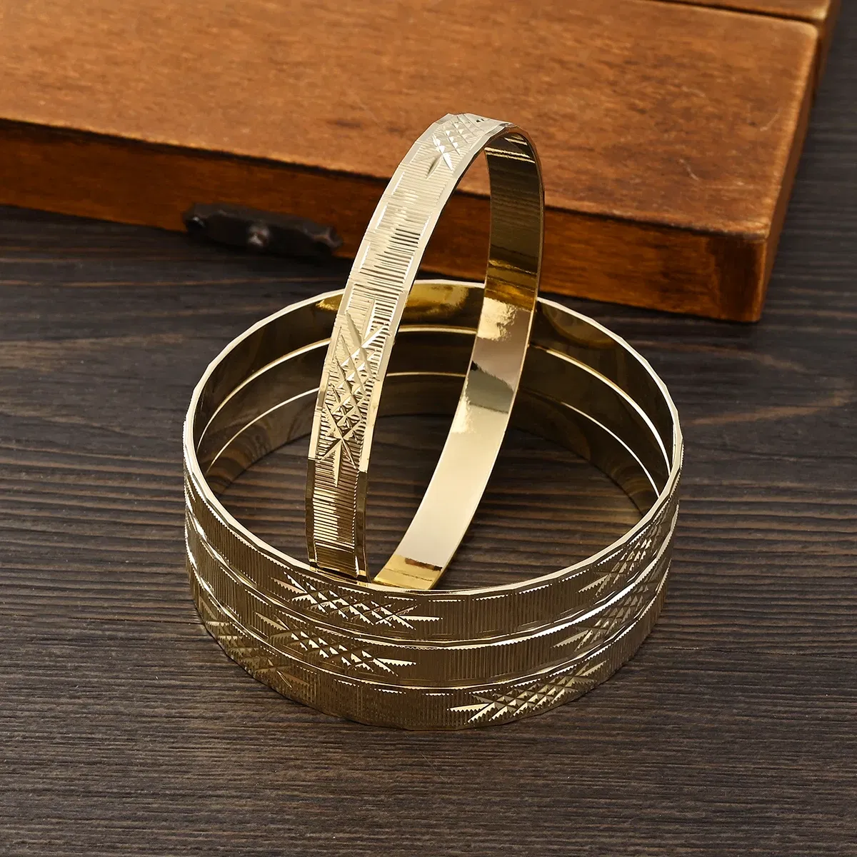 Metal Color: Rhodium Plated - Adult Size 4PCS 65MM 9K Gold Color Hig Quality Top Sale Cute Bracelet Jewelry  Flower Bangle Girl Birthday Party Gift