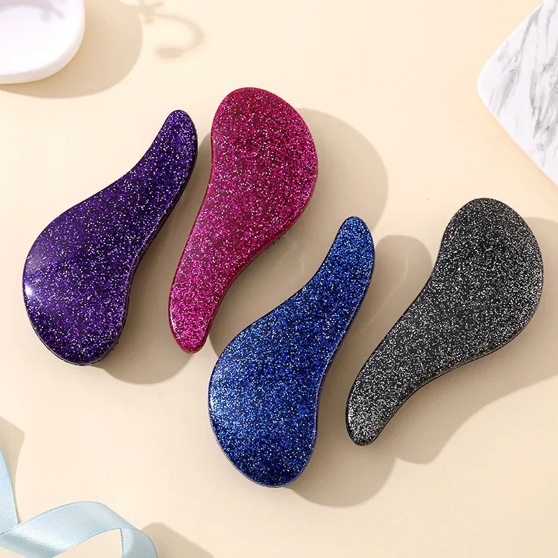 Color: Green - Children Magic Handle Detangle Hair Comb Shower Massage Hairbrush Anti Static Massage Hair Brush Woman Salon Hair Accessories
