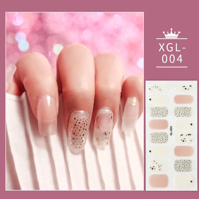 Color: WHITE - 1 Sheet Glitter Nail Stickers Nail Art Polish Stickers Nail Tips Nail File Adhesive Wraps Manicure Decal Strips Drop Shipping