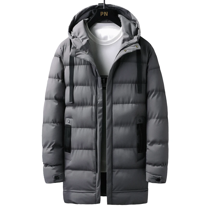 Color: GRAY, Size: 4XL - 7xl Plus Size Padded Parkas Men Thick Warm Coats Solid Warm Cotton Long Coats Windbreaker Winter Outerwear 6xl Thermal Jacket