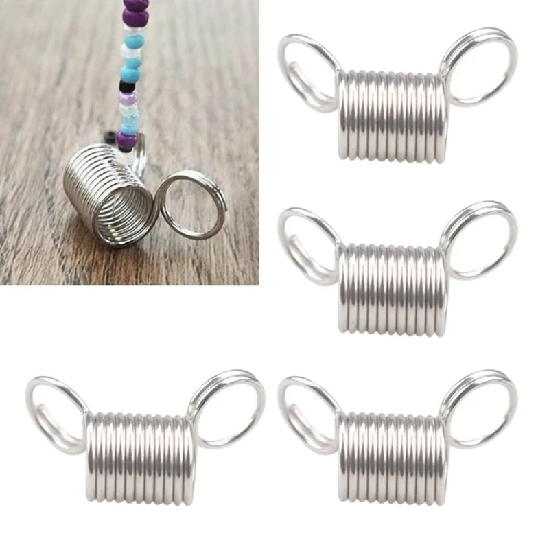 Color: Silver - 10 Pcs Stainless Steel Bead Stopper Mini Spring Clamps Creative Bead Line End Clasps Jewelry Making Accessories Durable