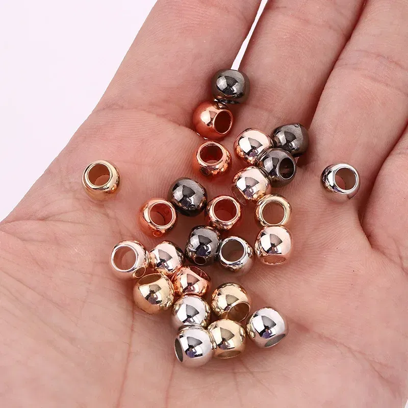 Color: light yellow - 50pcs 8mm Gold Silver Hair Braids Beads Glossy Hair Dreadlocks Hair Ring Braid Dread Dreadlock Beads Cuffs Clips Styling Tools