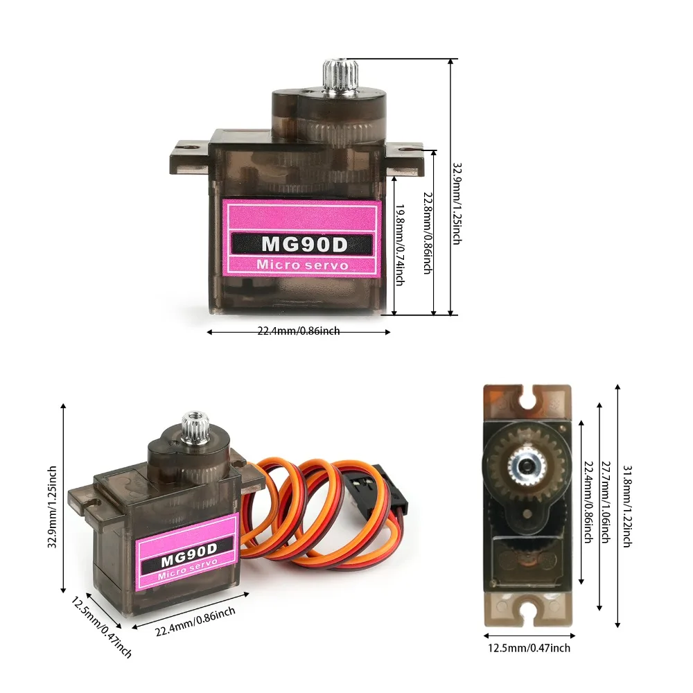 Color: WHITE - MG90D 10/20/30/40/50Pcs Micro Digital Servo Motor Full Metal Gear 180/270/360 Degree For RC Airplane Helicopter Car Boat Model