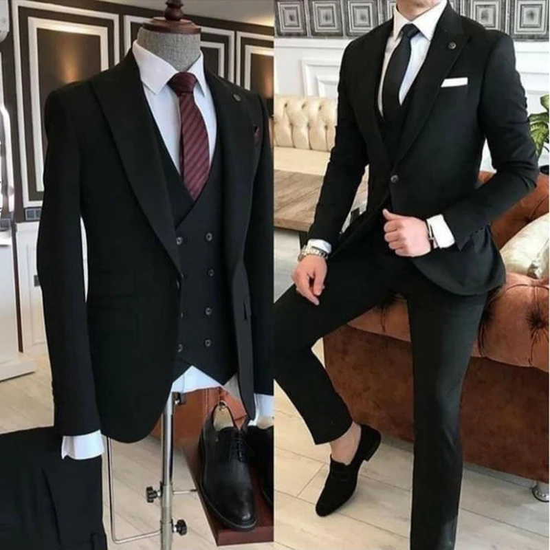Color: Burgundy, Size: XXS, Ships From: CHINA - Groom Wear 3 Pieces Gray Men Suits 2021 Slim Fit Peak Lapel One Button Tailor Made Terno Masculino (Jacket+Pants+Vest+Tie?‰