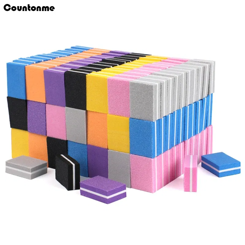 Color: Black - 100pcs Mini Nail File 100/180 Disposable Nail Buffer Block Sponge Women Manicure Tool Nail Polish UV Gel Lime a Ongle Wholesale