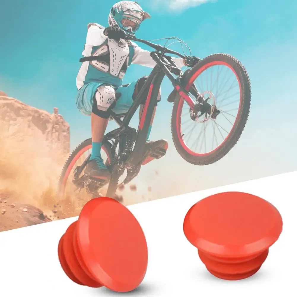 Color: Red - 2Pcs Mountain Bicycle Cycling Rubber Handlebar 17-22mm End Stopper Plugs Caps  End Stopper Plugs Caps