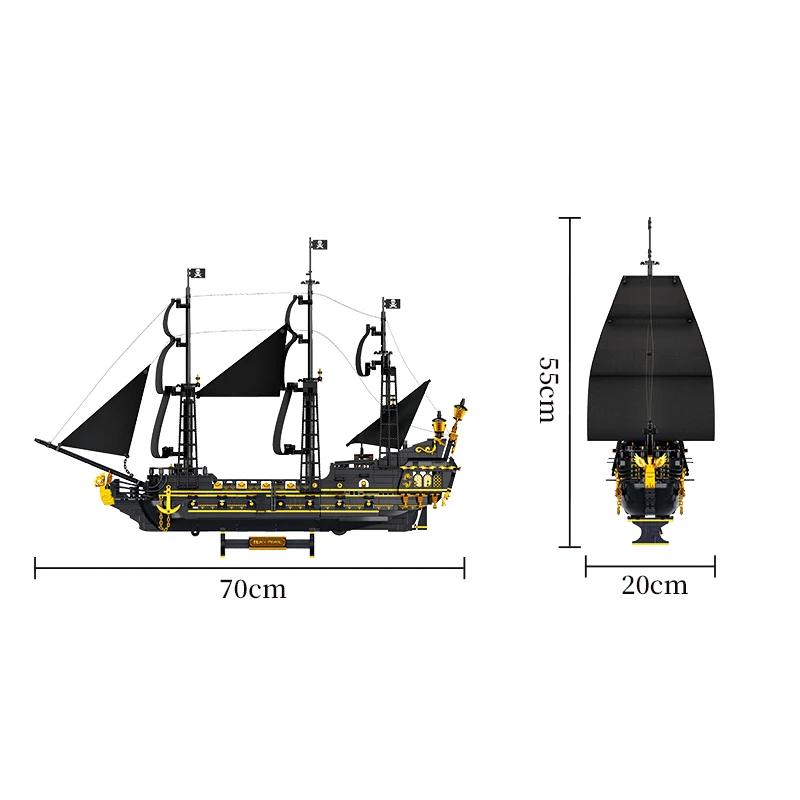 Color: Multicolor - 2076PCS Pirate Ship Building Bricks Assembly MOC Blocks Toys Boat Model Creative Ornament Collection Educational Toys For Gifts