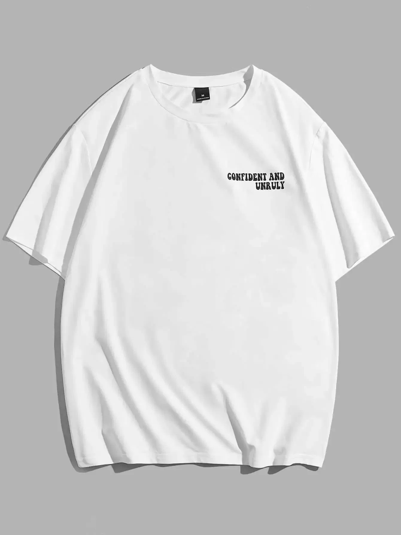 Color: Blue, Size: M - Confident And Unruly Attitude Determines Direction Men T Shirt Cotton Shirt Street Loose T-Shirts Summer Breathable Short Sleeve