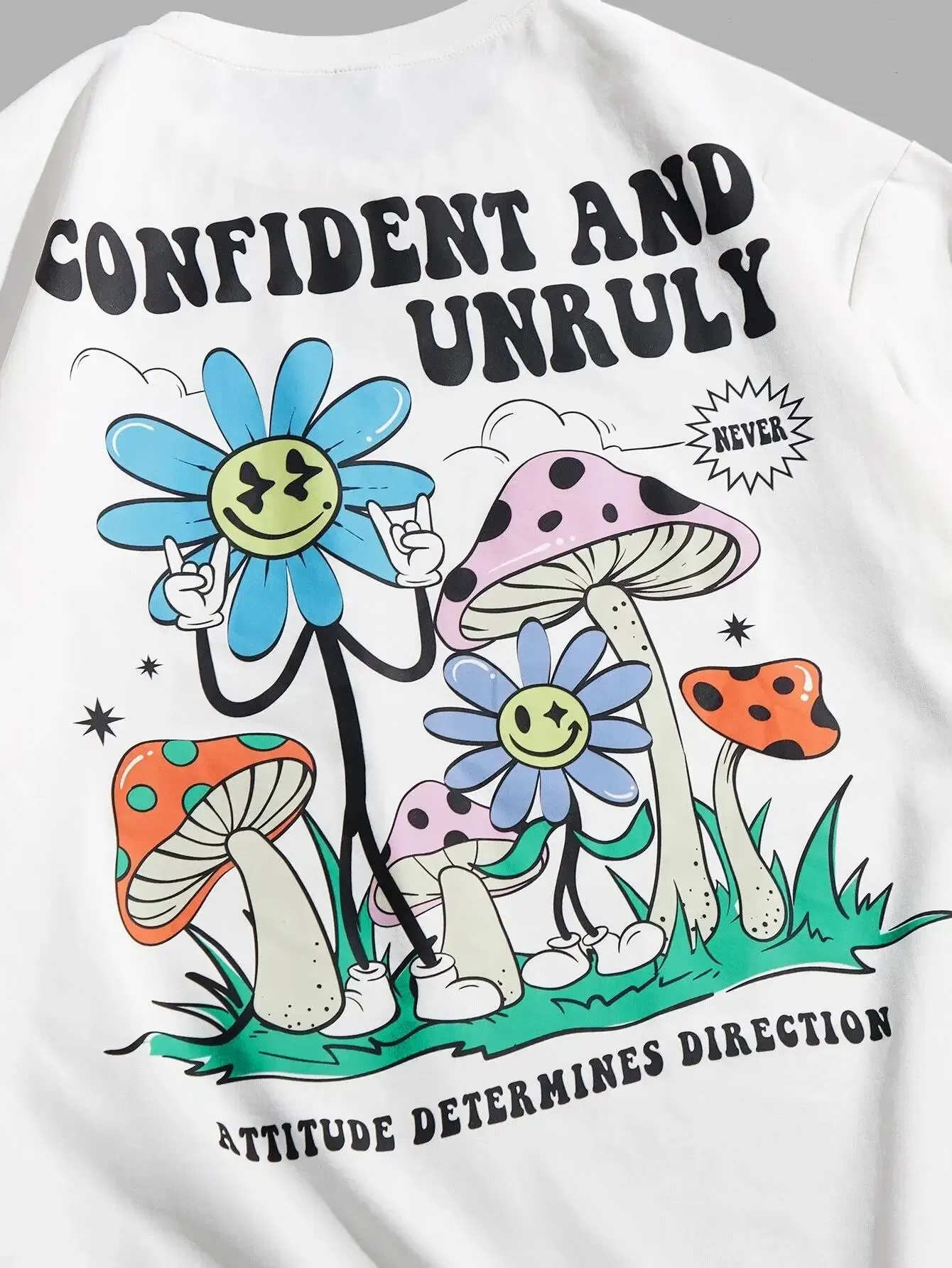Color: Blue, Size: M - Confident And Unruly Attitude Determines Direction Men T Shirt Cotton Shirt Street Loose T-Shirts Summer Breathable Short Sleeve