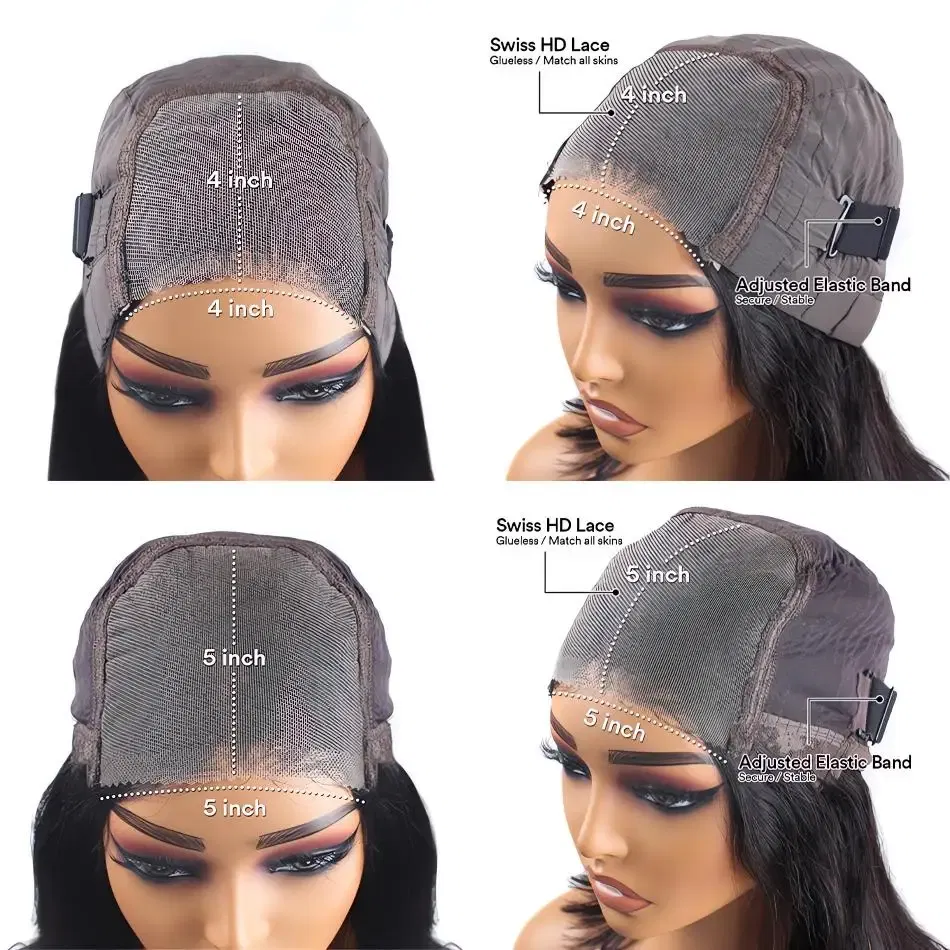 Stretched Length: 30inches, Hair Color: #4, Density: 150%, Ships From: CHINA - Body wave Wigs Glueless Wig Human Hair Ready To Wear 5x5 Lace Frontal Wig 4x4 Brazilian Closure Wig For Women Lace Front Wigs